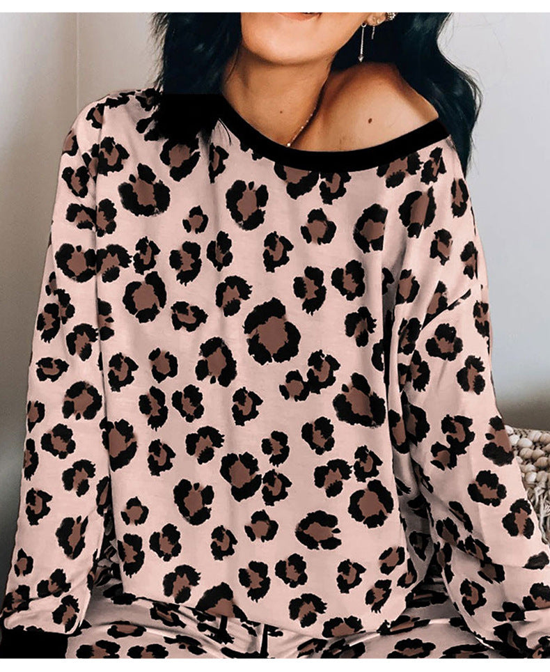 Leopard Print Home Service 2-piece Set Women
